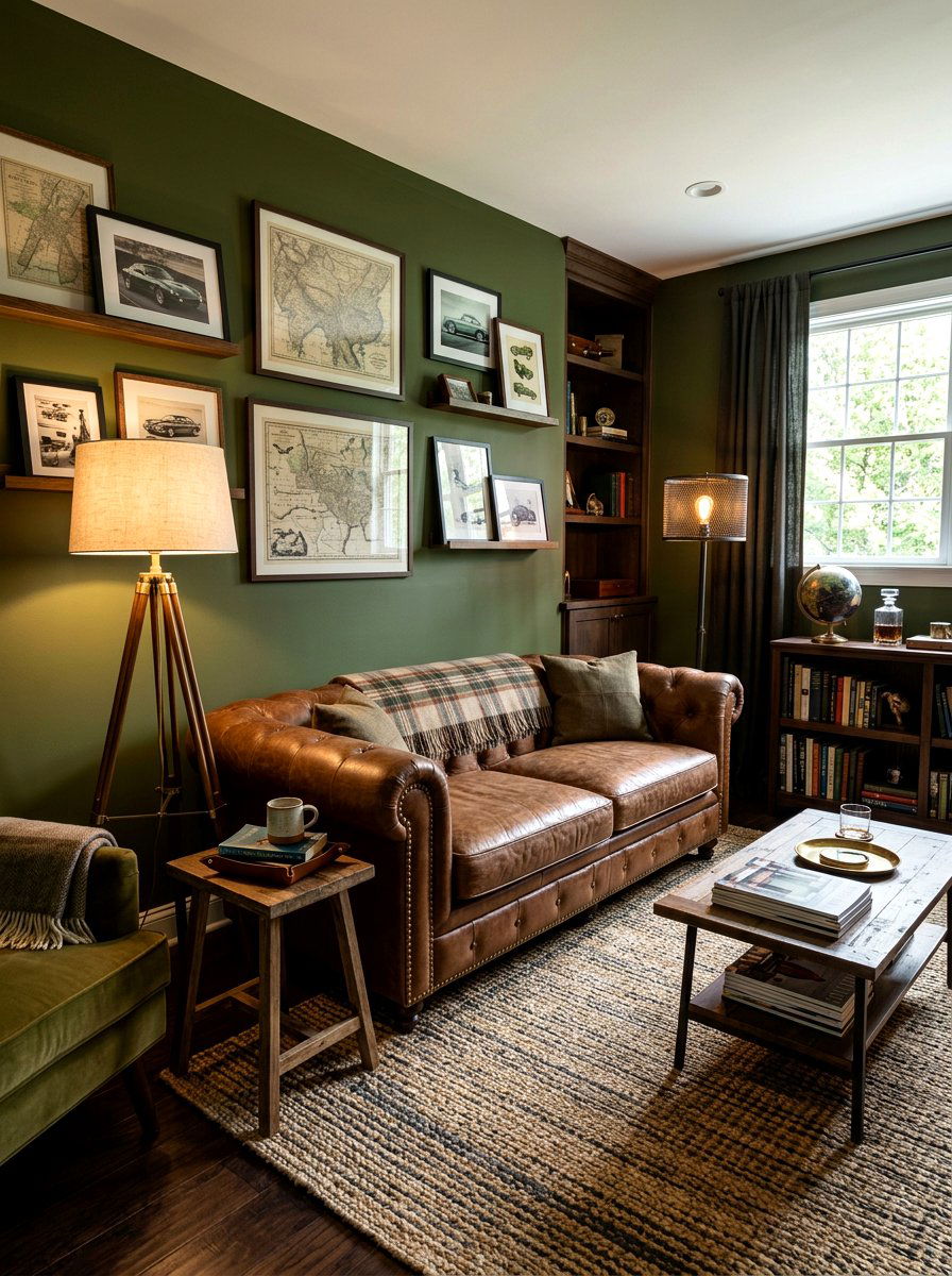 Olive Green Small Den - 30 small room big color ideas