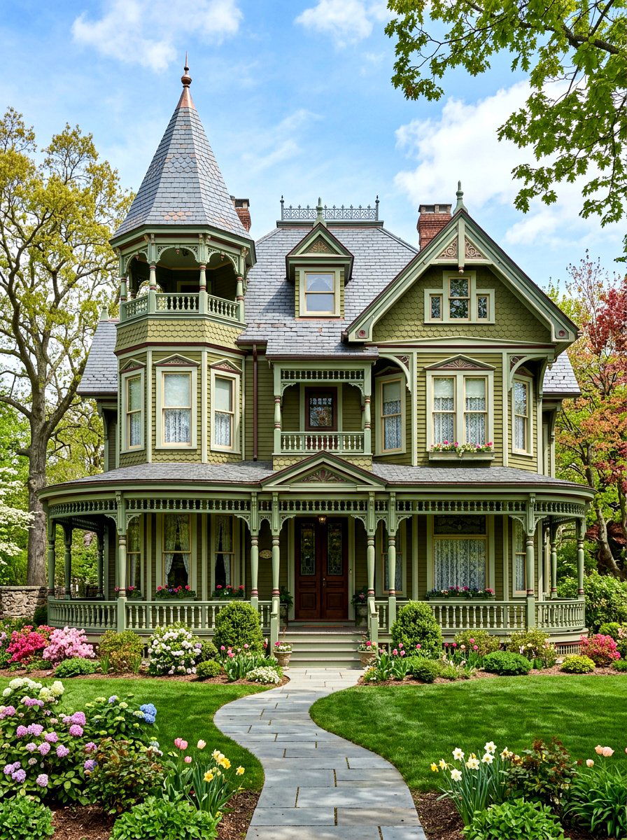 Olive Green Victorian House - 30 olive green exterior ideas