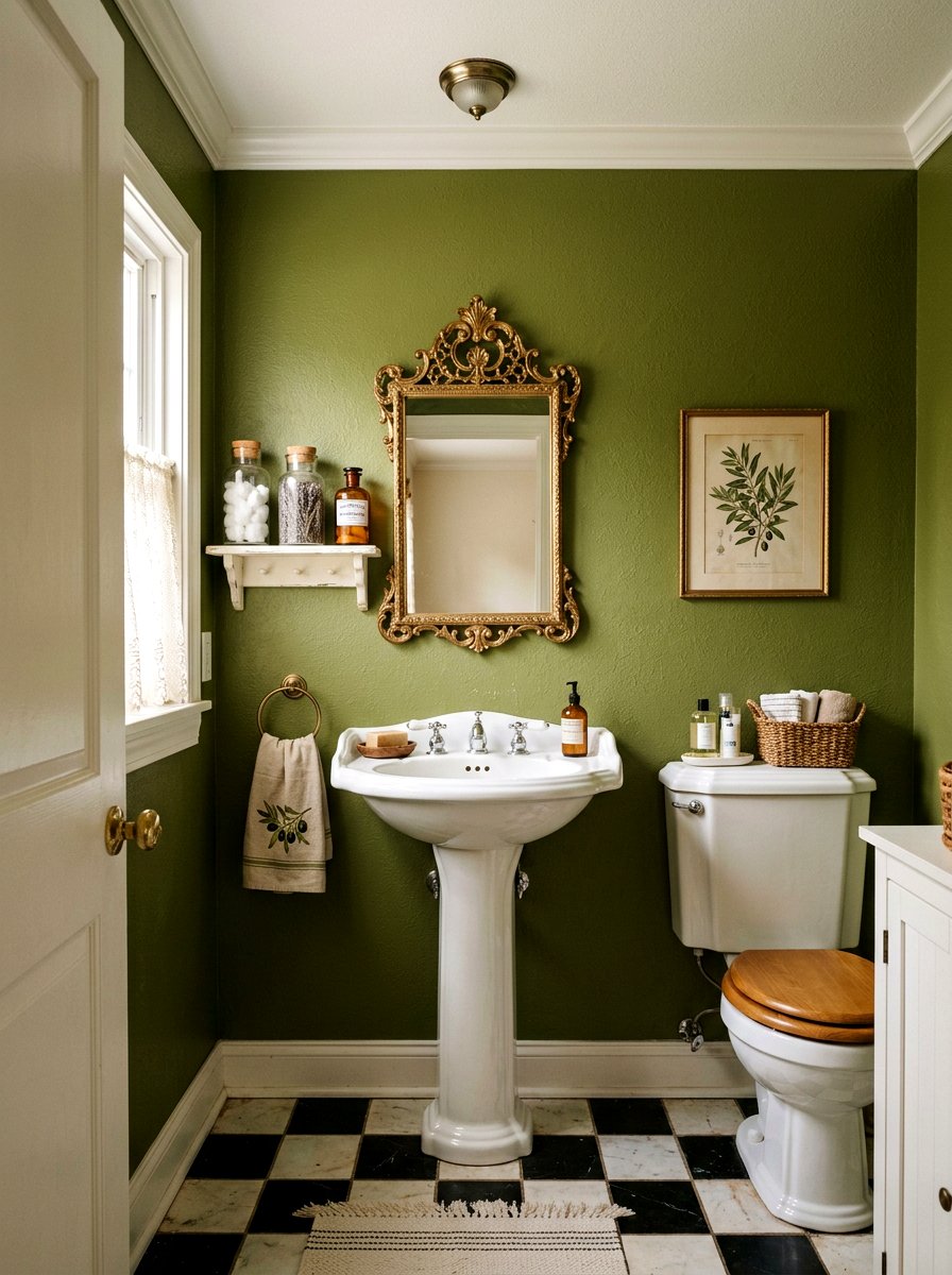 Olive Green Vintage Powder Room - 30 olive powder room ideas