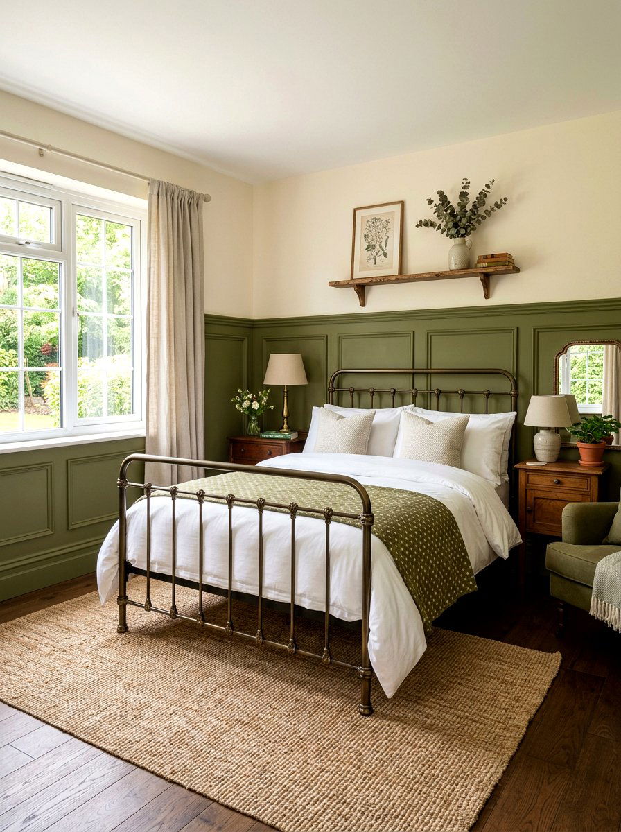 Olive Green Wainscoting In Cream Bedroom - 30 olive and cream bedroom ideas