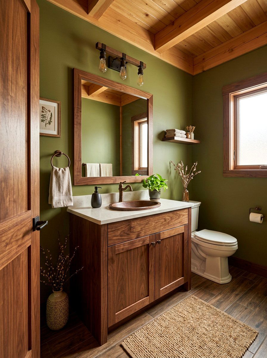 Olive Green Wood Powder Room - 30 olive powder room ideas