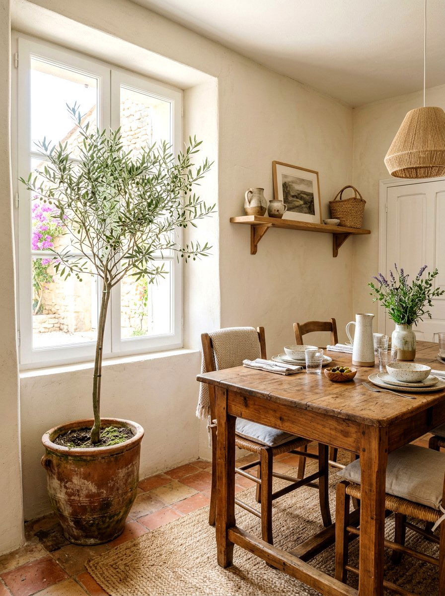 Olive Tree Dining Room - 30 indoor tree corner ideas
