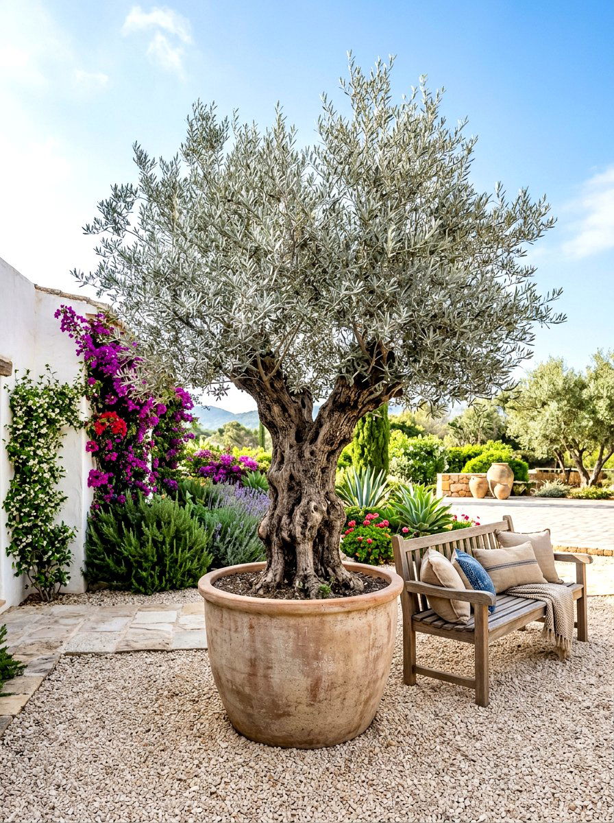 Olive Tree Focal Point - 30 warm minimalist backyard ideas