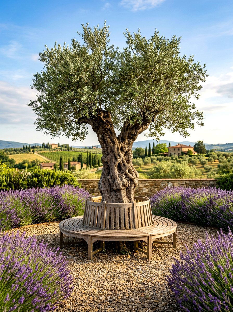 Olive Tree Focal Point - 30 Mediterranean backyard lounge ideas