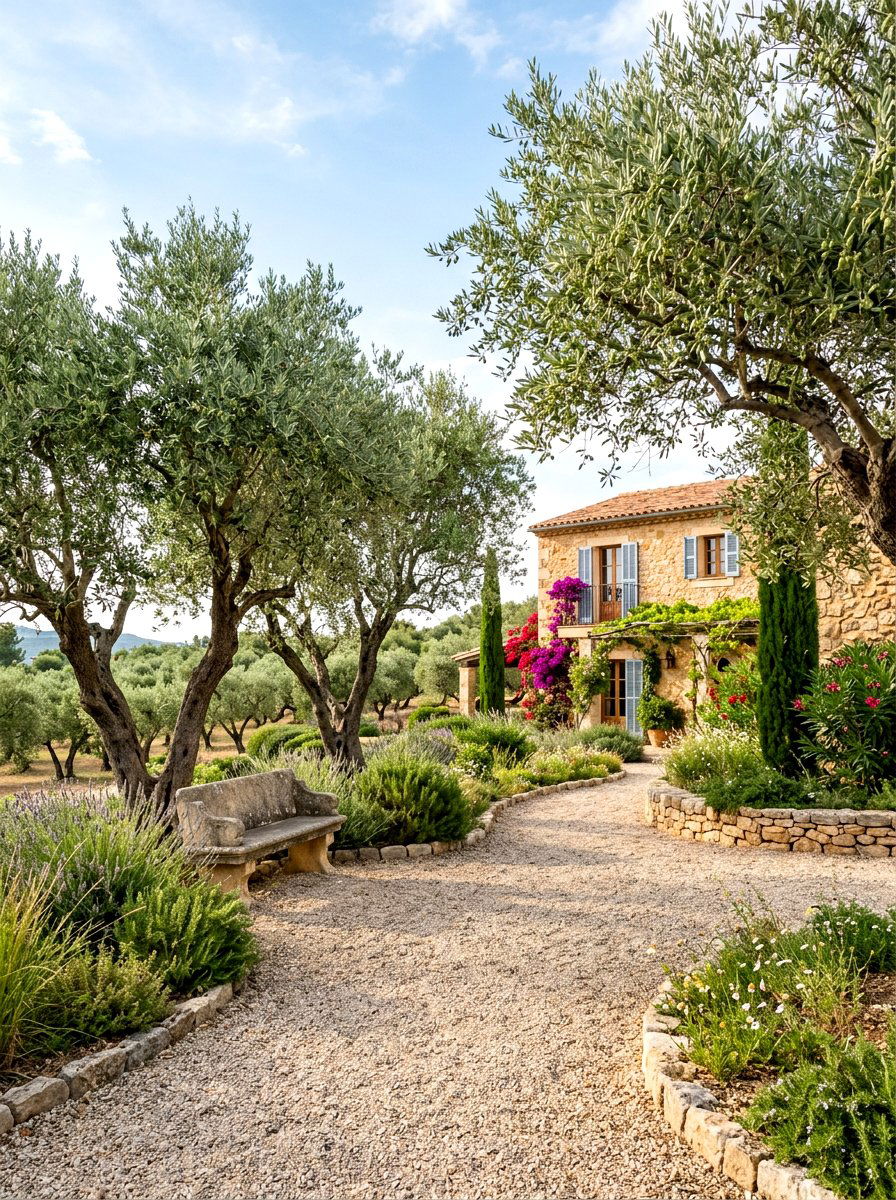 Olive Tree Garden - 30 Mediterranean house exterior ideas