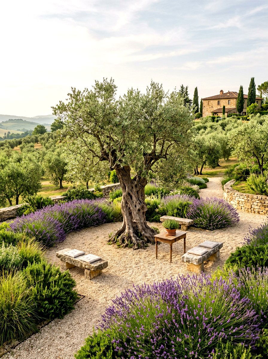 Olive Tree Garden Landscape - 30 Mediterranean patio lounge ideas