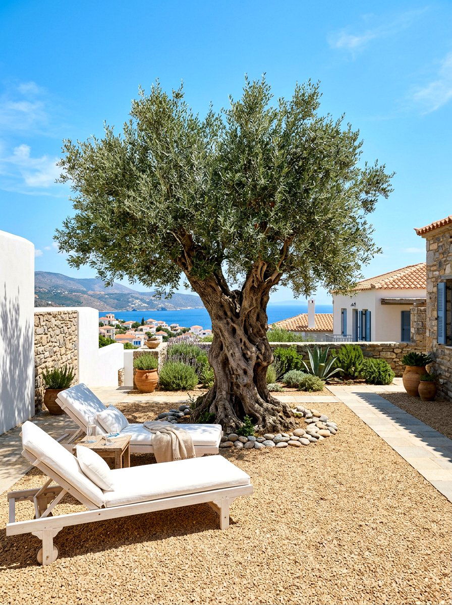 Olive Tree Gravel - 30 gravel courtyard ideas