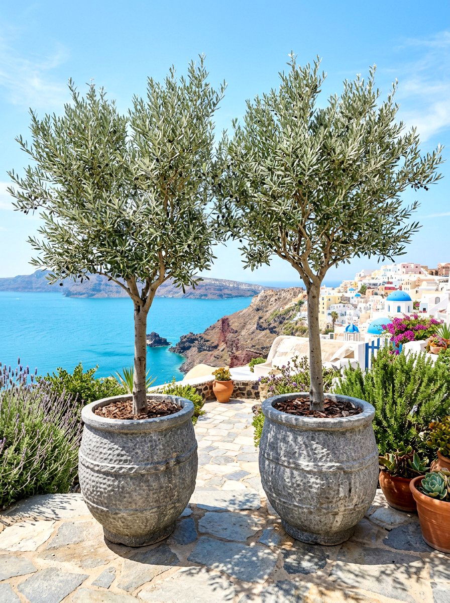 Olive Trees In Large Planters - 30 Nancy Meyers patio ideas