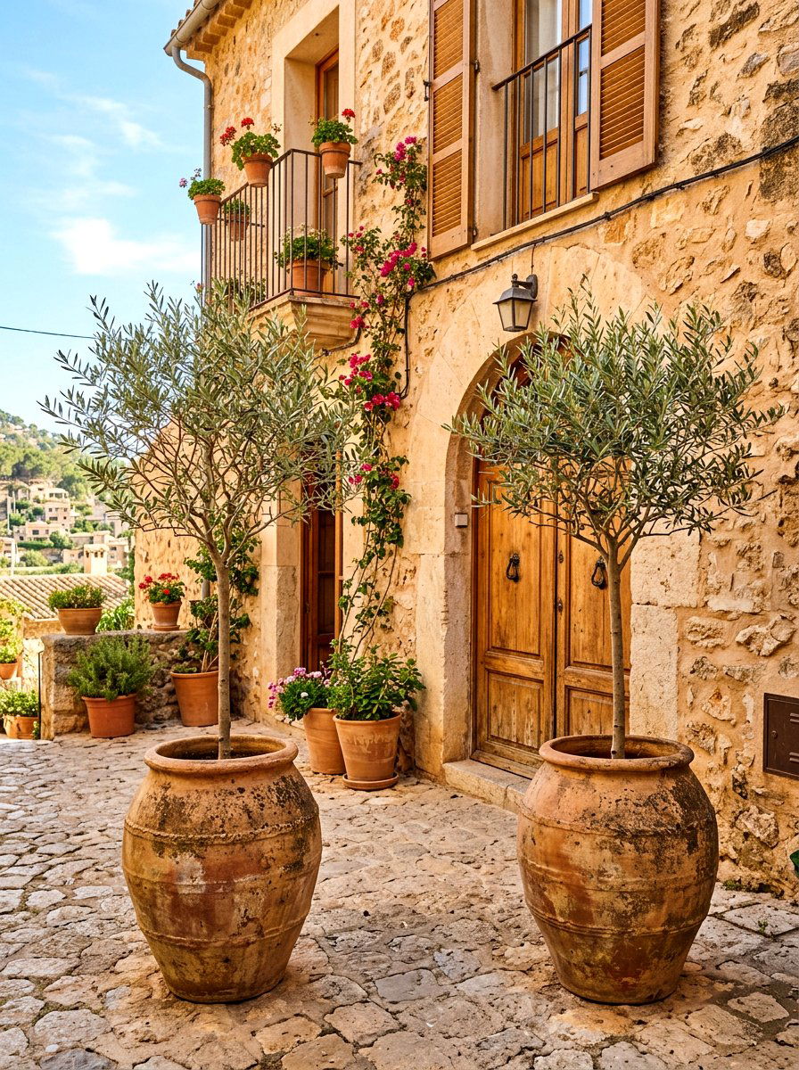 Olive Trees In Terracotta Pots - 30 townhouse stoop ideas