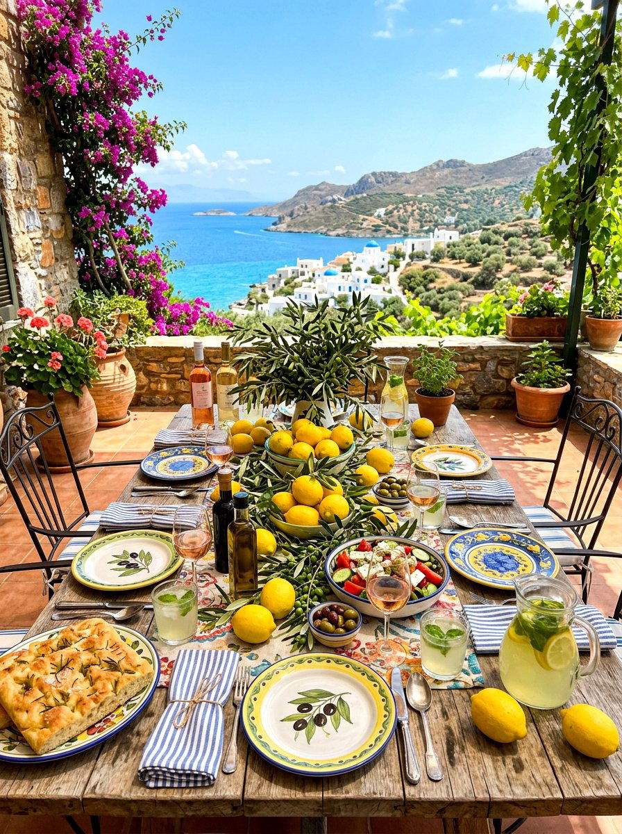 Olive and lemon citrus table - 30 olive tablescape ideas
