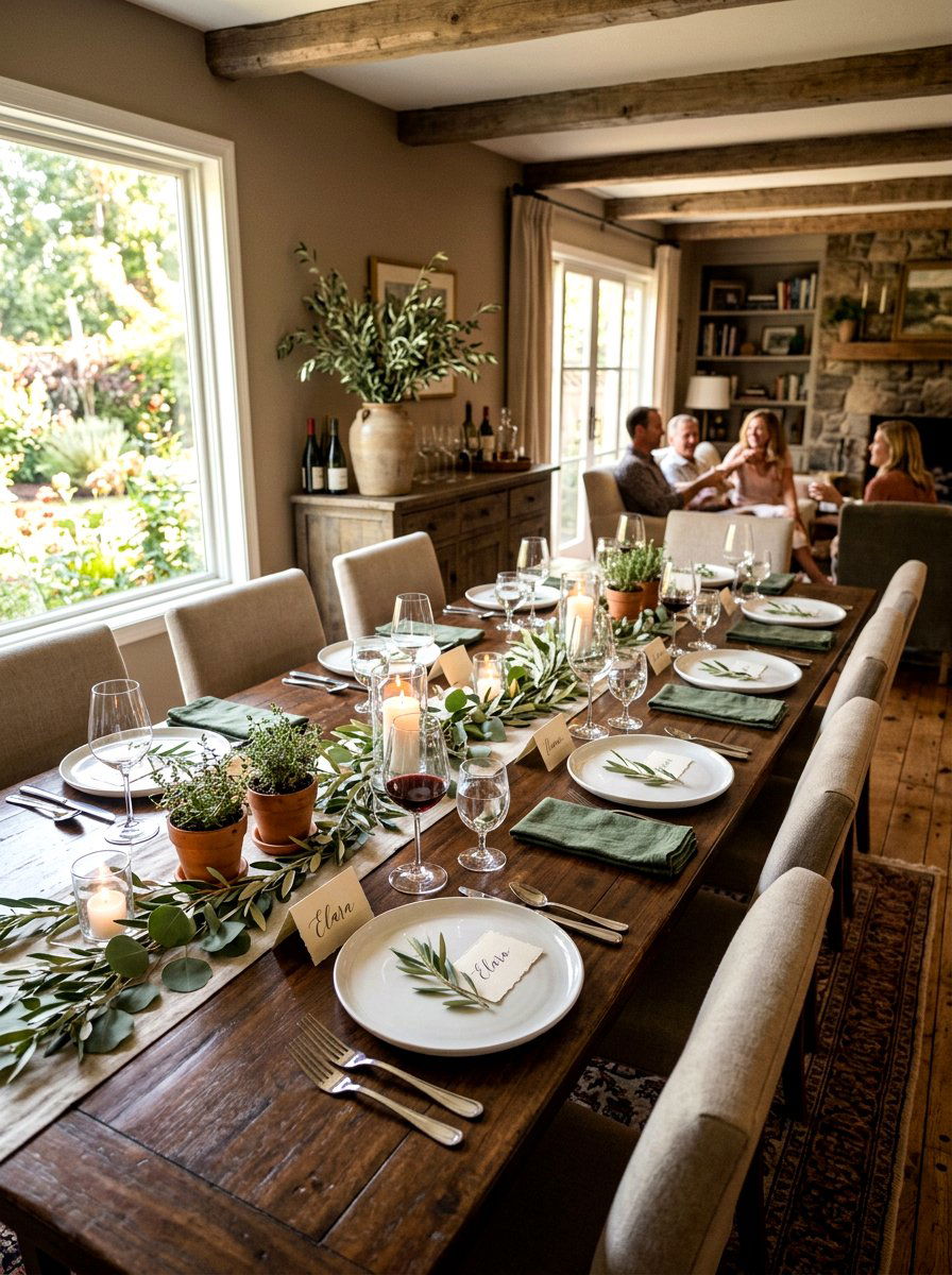 Olive branch place card table - 30 olive tablescape ideas
