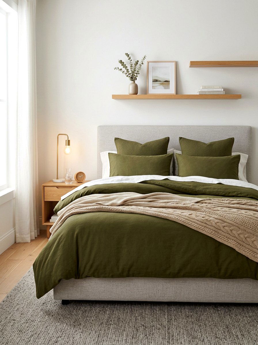 Olive drab bedding set - 30 olive drab bedroom ideas
