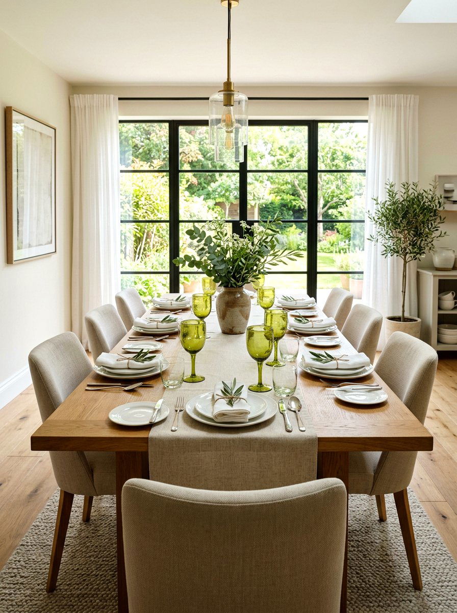 Olive glass goblets table - 30 olive tablescape ideas