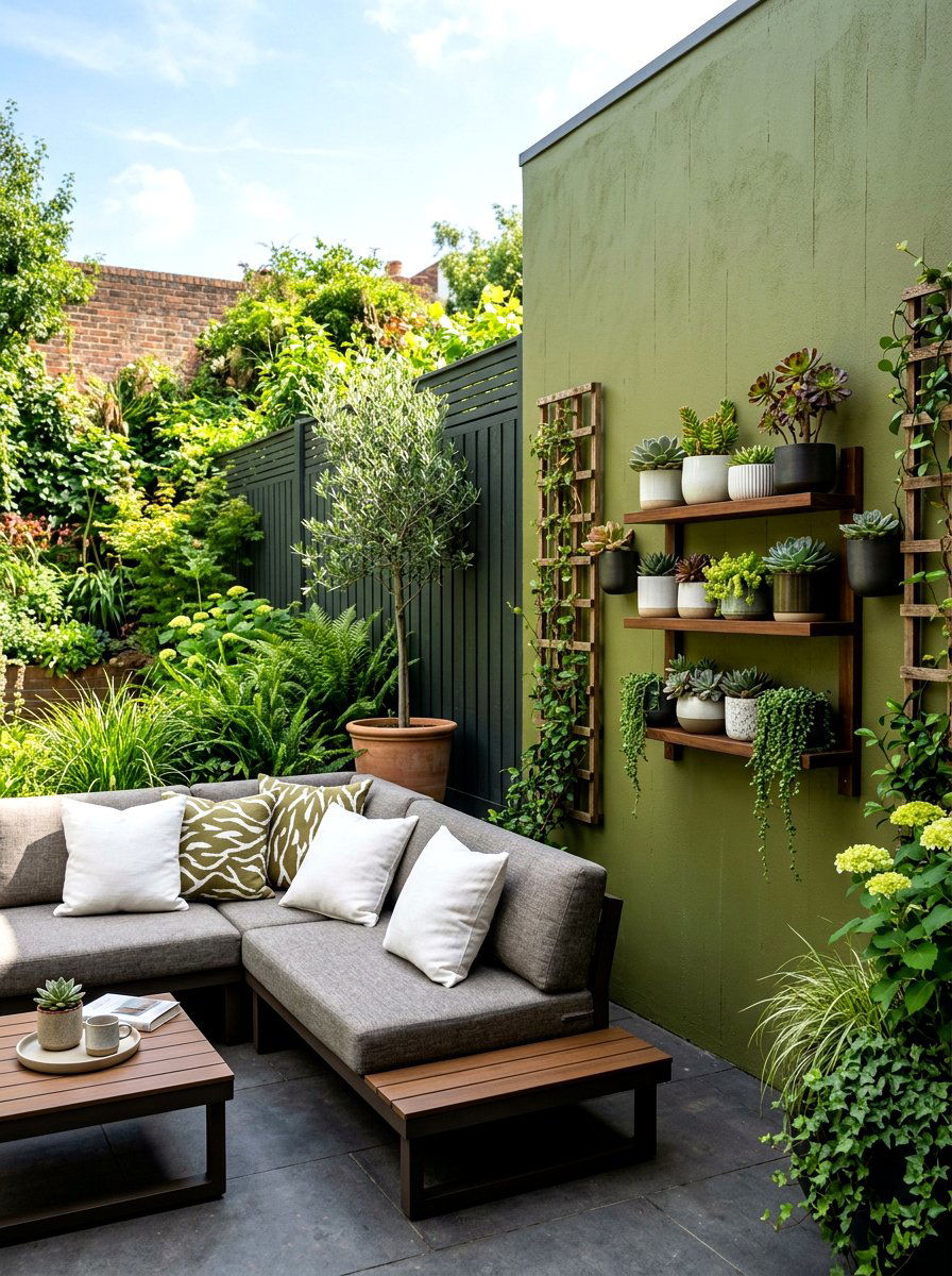 Olive green accent wall - 30 olive patio decor ideas