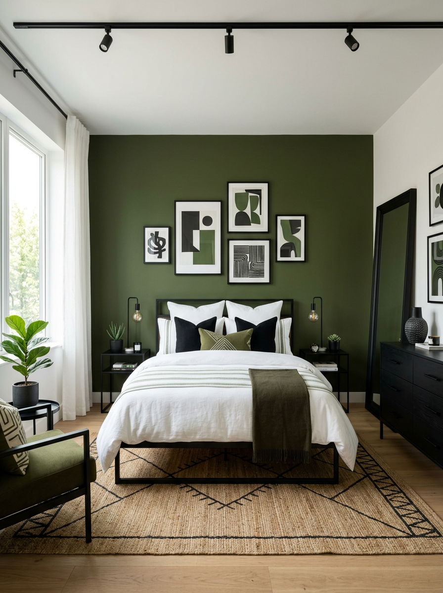 Olive green and black bedroom - 30 olive green bedroom ideas
