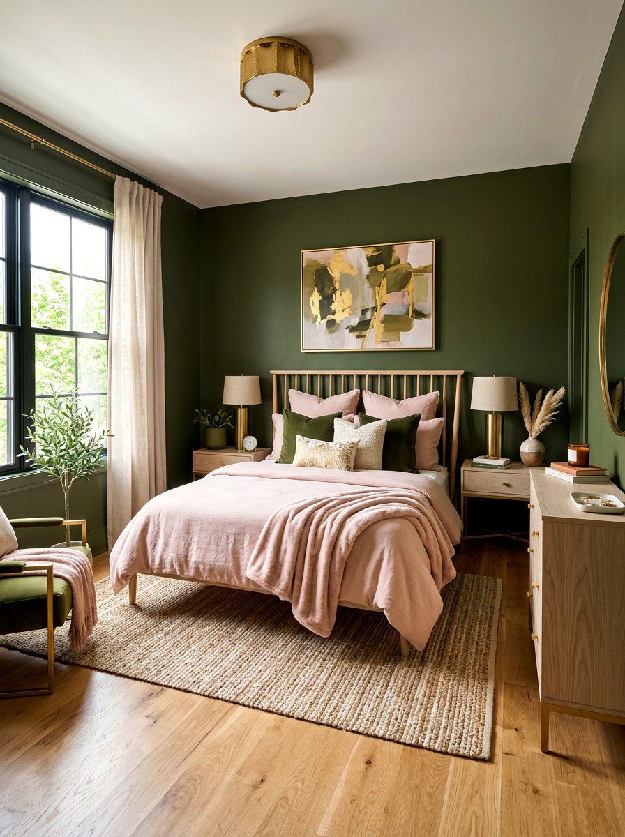 Olive green and blush bedroom - 30 olive drab bedroom ideas