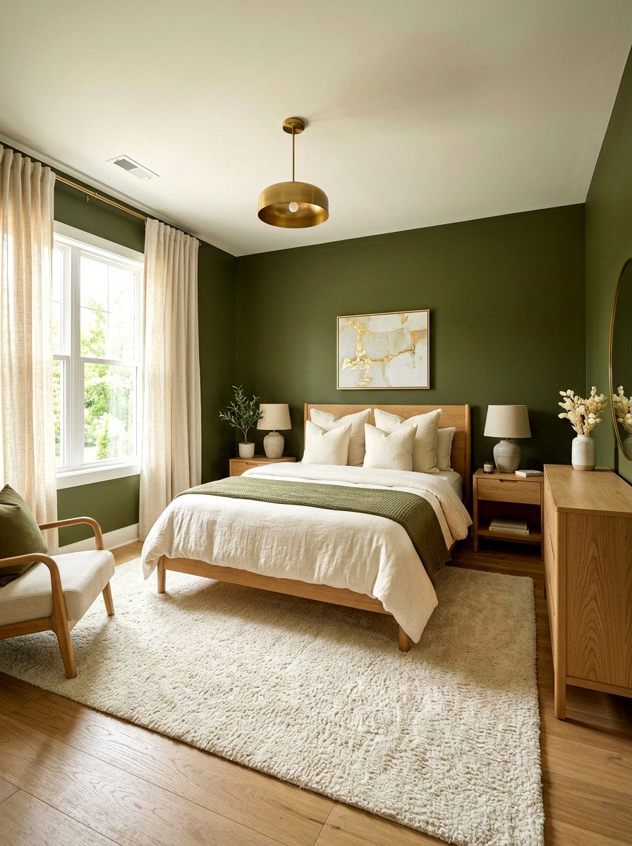 Olive green and cream bedroom - 30 olive drab bedroom ideas