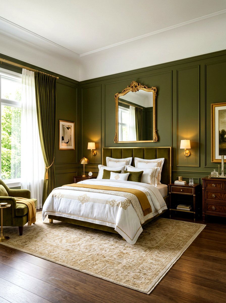 Olive green and gold bedroom - 30 olive drab bedroom ideas