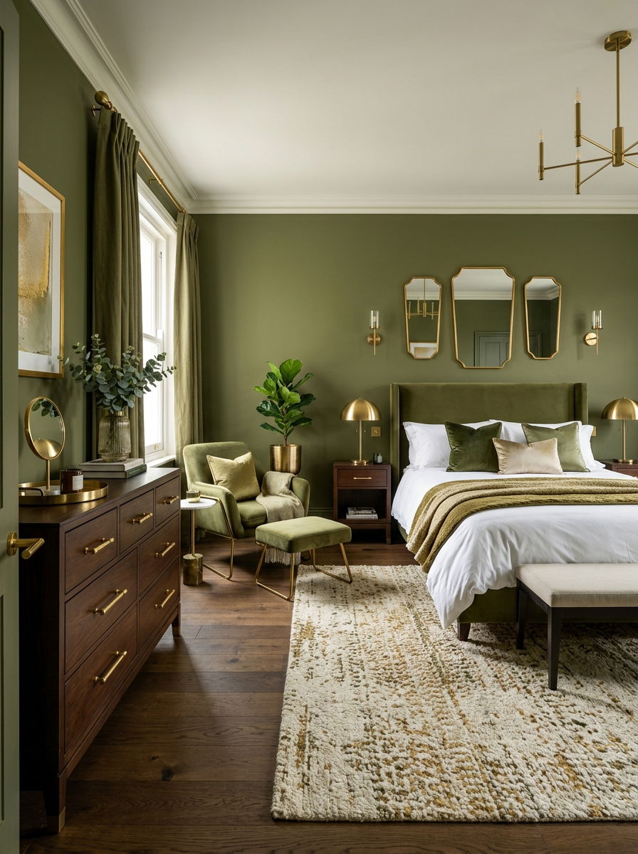 Olive green and gold bedroom - 30 olive green bedroom ideas