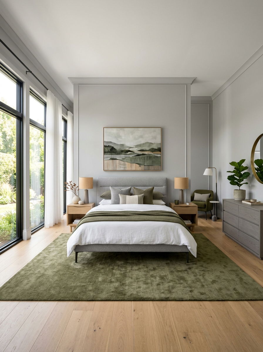 Olive green and gray bedroom - 30 olive green bedroom ideas