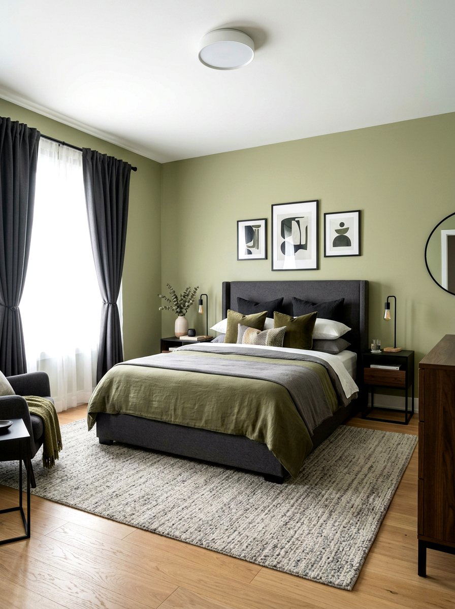 Olive green and grey bedroom - 30 olive drab bedroom ideas