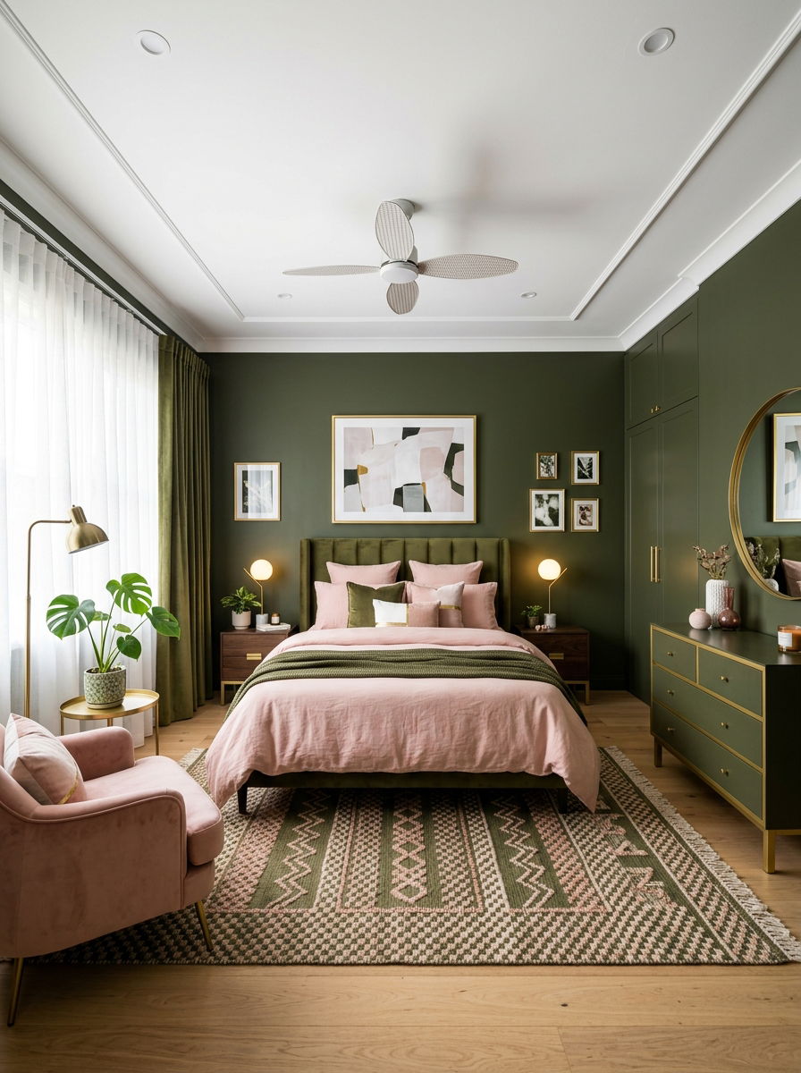 Olive green and pink bedroom - 30 olive green bedroom ideas