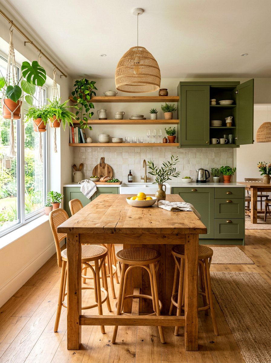 Olive green and wood accents - 30 olive green kitchen ideas