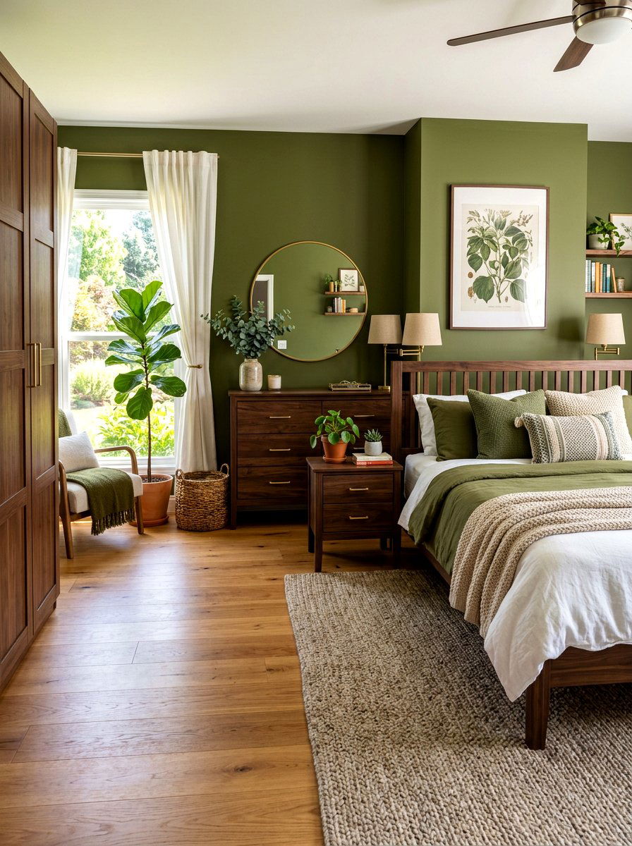 Olive green and wood bedroom - 30 olive drab bedroom ideas