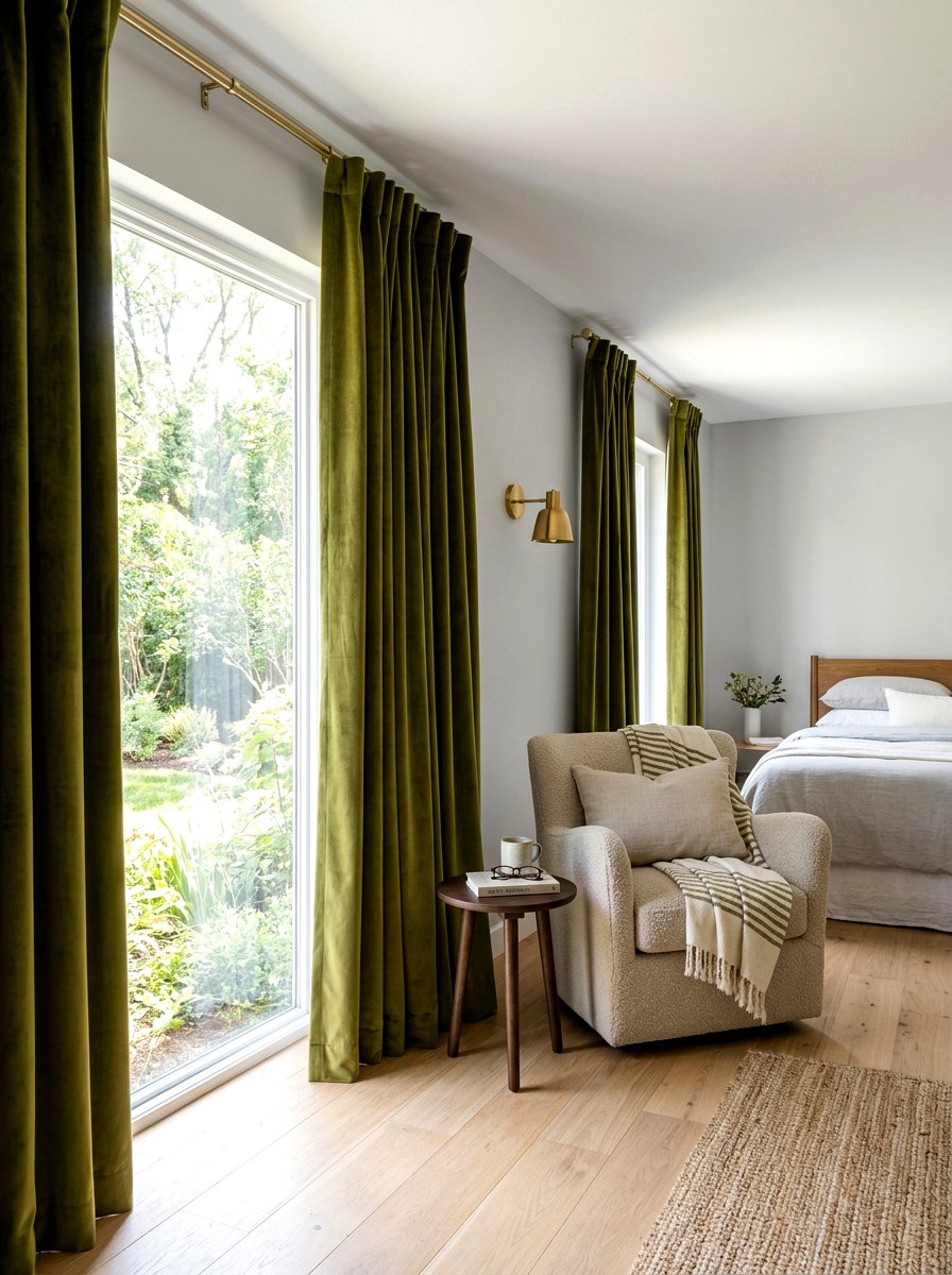 Olive green bedroom curtains - 30 olive drab bedroom ideas