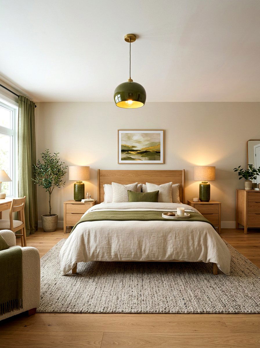 Olive green bedroom lighting - 30 olive drab bedroom ideas