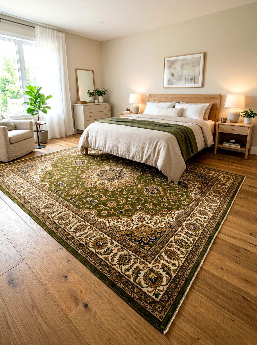 Olive green bedroom rug - 30 olive drab bedroom ideas
