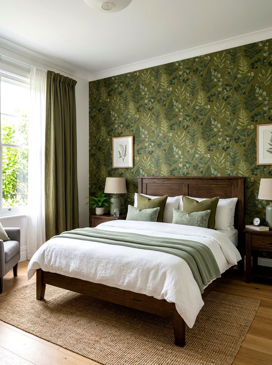 Olive green bedroom wallpaper - 30 olive drab bedroom ideas
