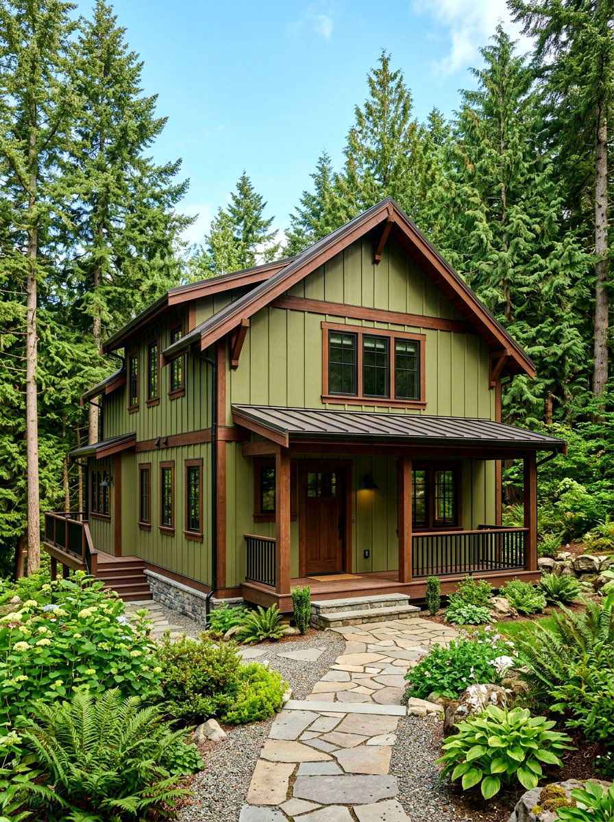 Olive green board and batten - 30 board and batten exterior trim ideas