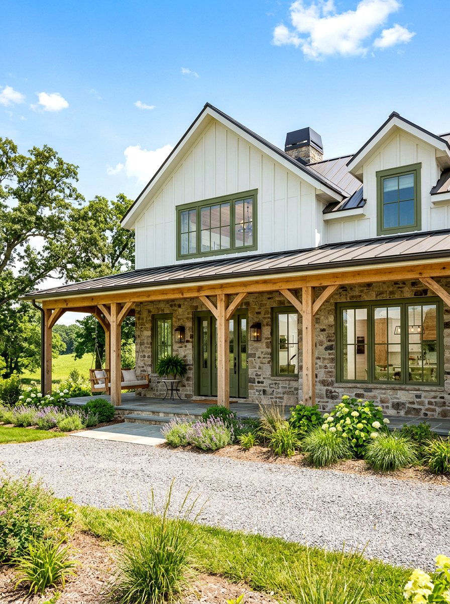 Olive green exterior window trim - 30 exterior window trim color ideas