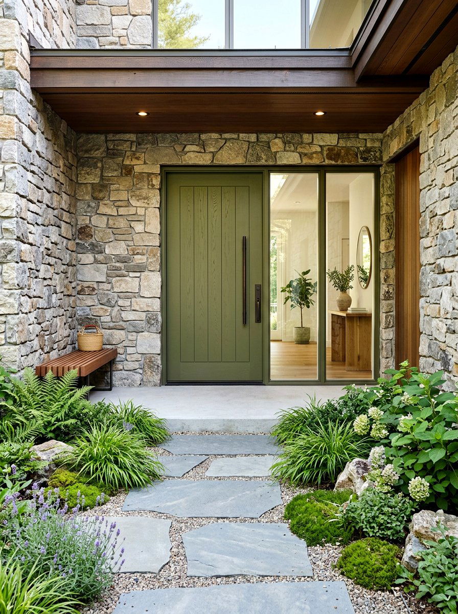 Olive green front door - 30 front door color ideas