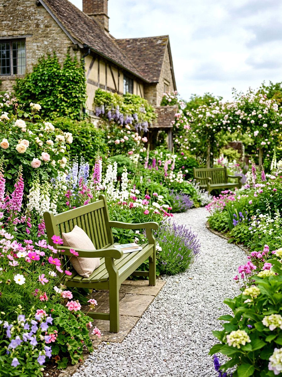 Olive green garden benches - 30 olive patio decor ideas