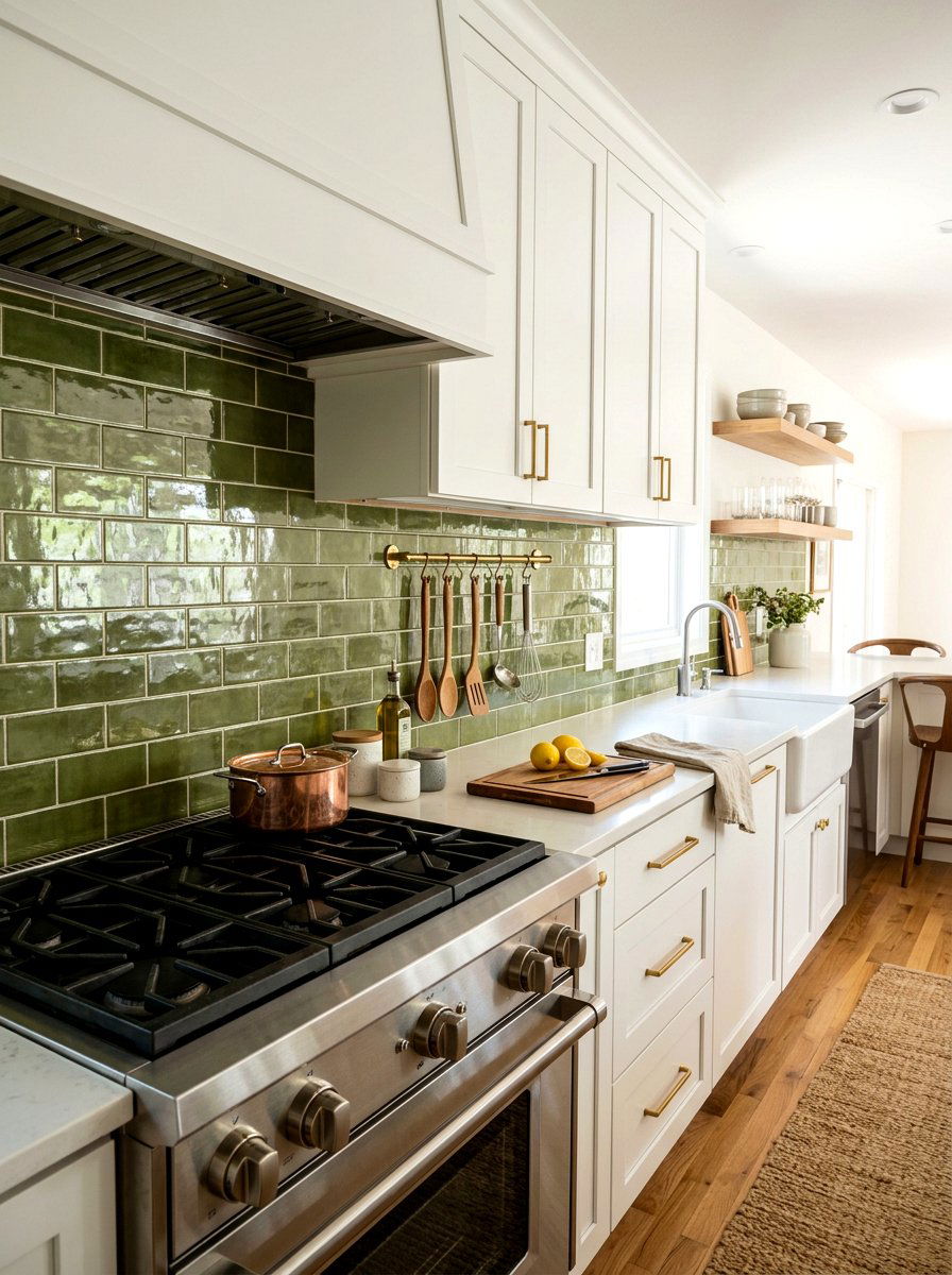 Olive green kitchen backsplash tiles - 30 olive green kitchen ideas