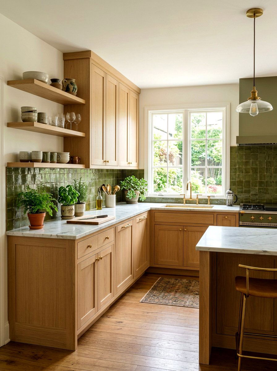 Olive green kitchen backsplash - 30 color pop kitchen ideas
