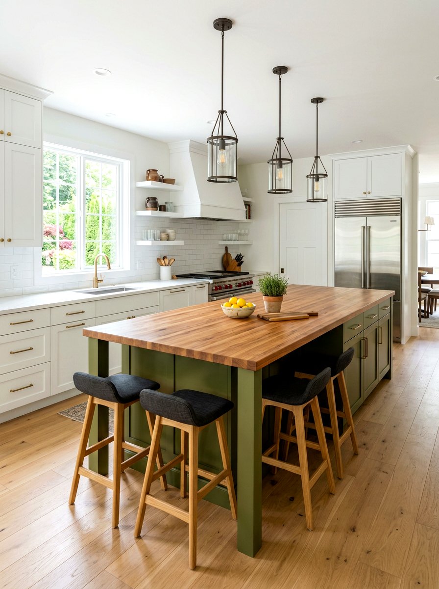 Olive green kitchen island - 30 olive green kitchen ideas