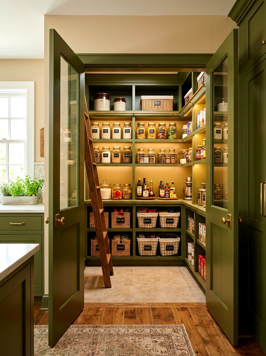Olive green kitchen pantry - 30 olive green kitchen ideas