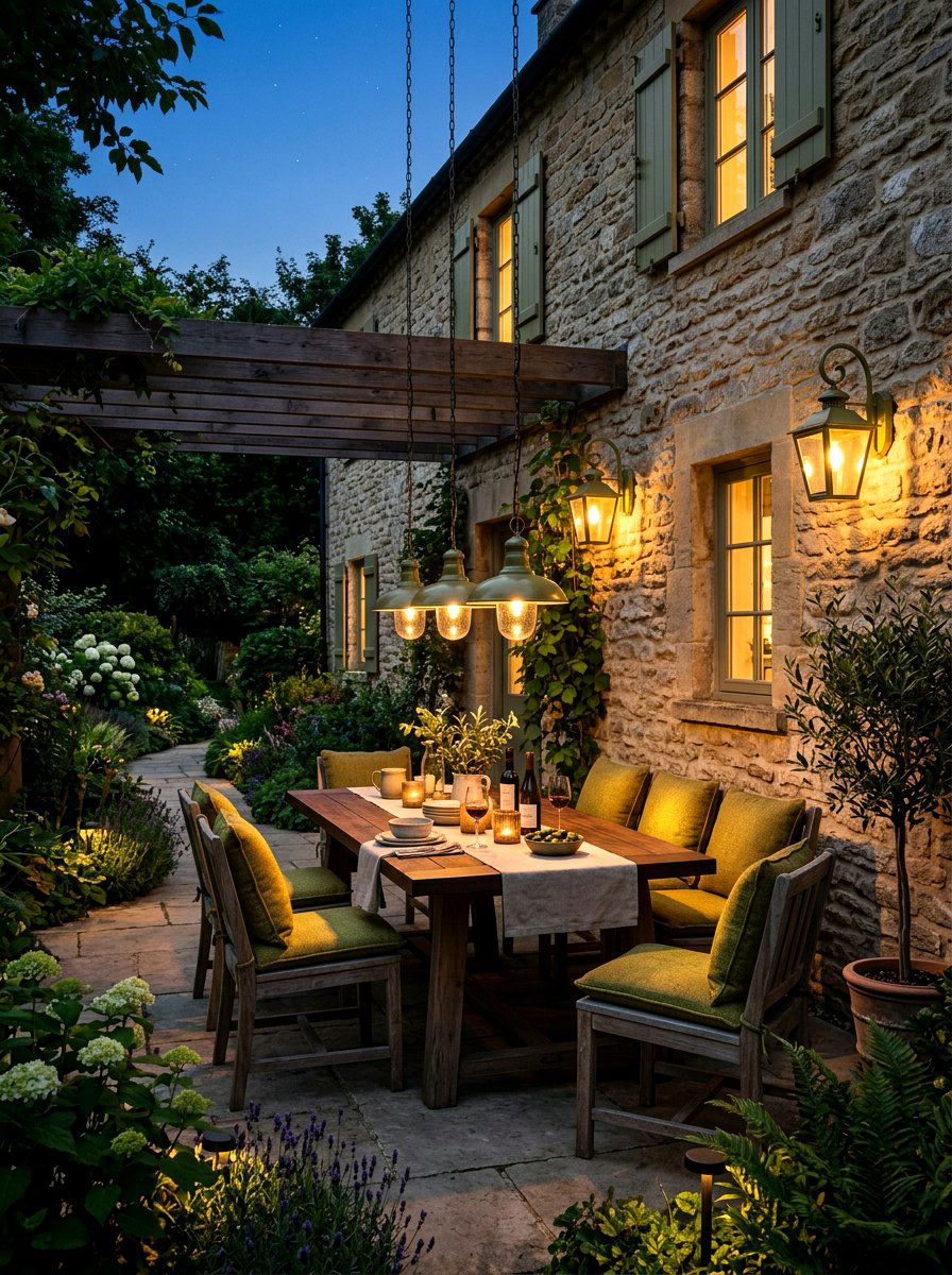 Olive green outdoor lighting - 30 olive patio decor ideas
