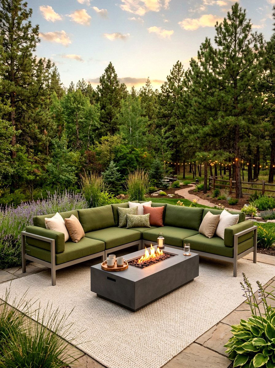 Olive green outdoor sofa - 30 olive patio decor ideas