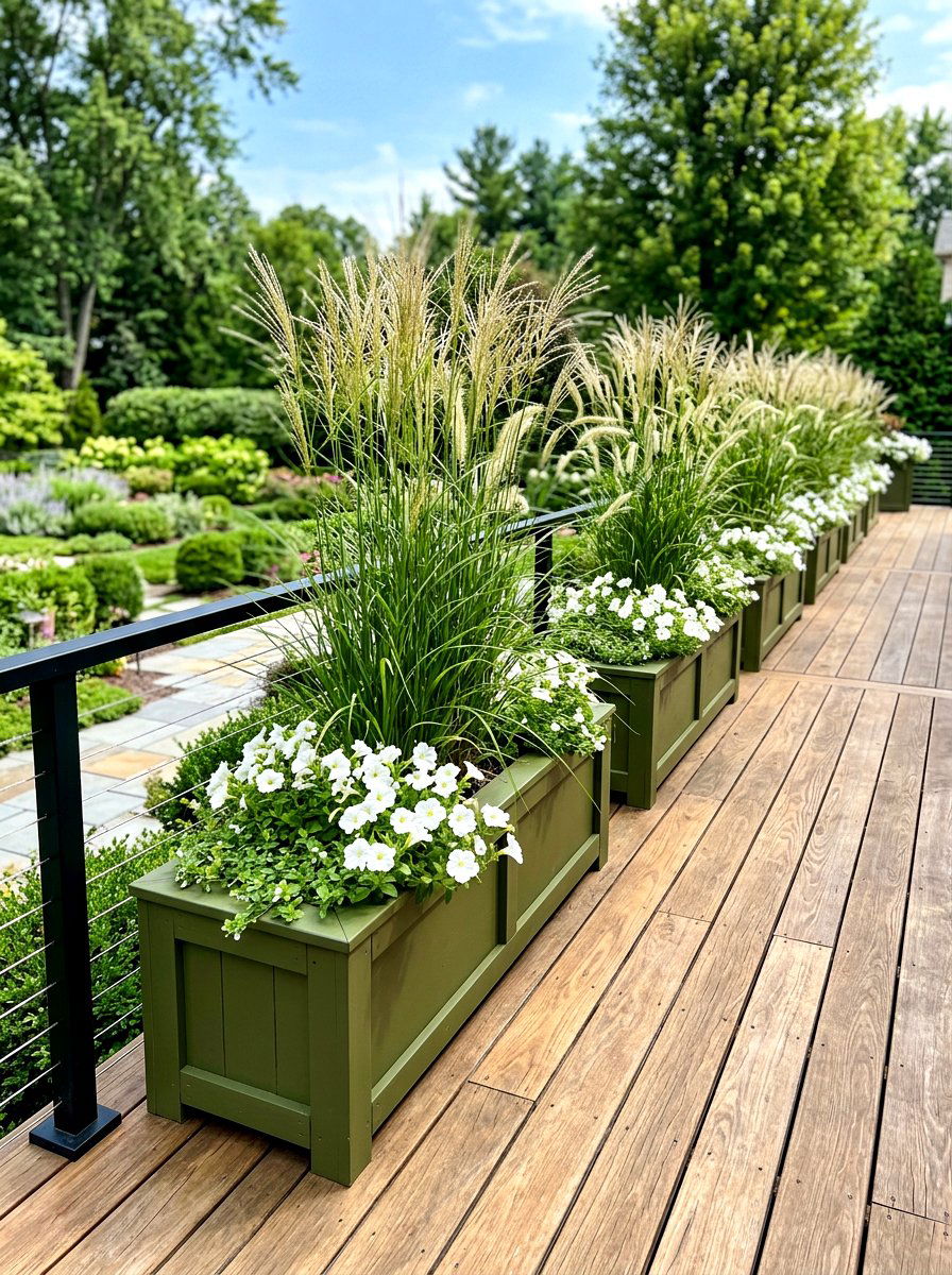 Olive green planter boxes - 30 olive patio decor ideas