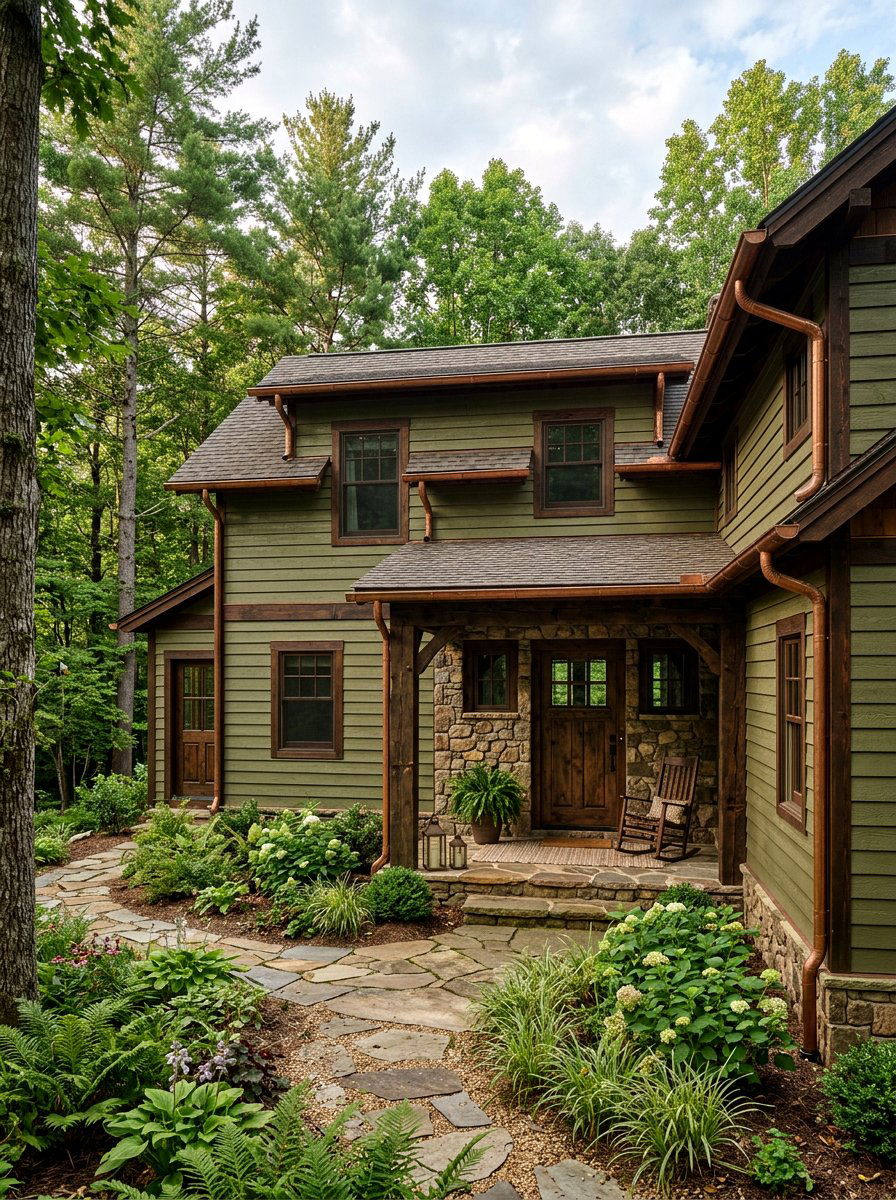 Olive green siding - 30 house siding color ideas