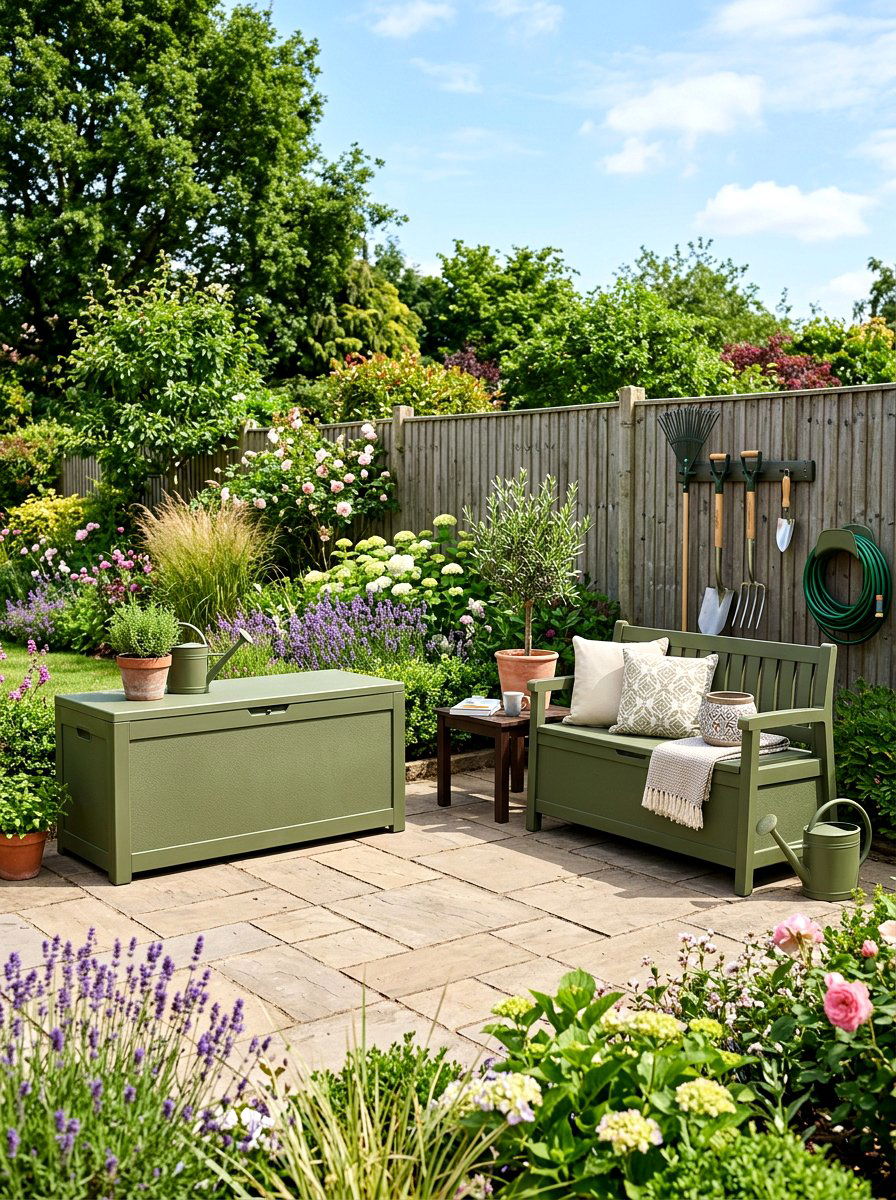 Olive green storage solutions - 30 olive patio decor ideas