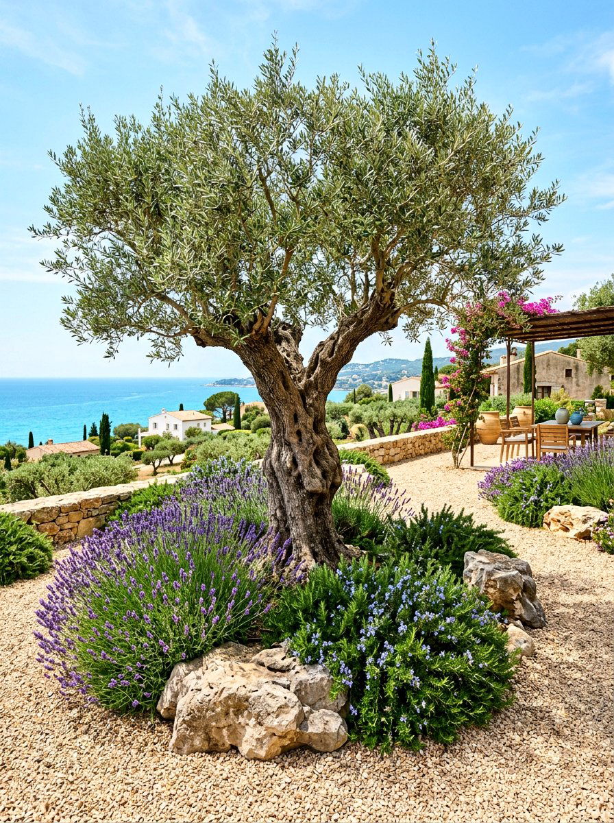 Olive tree Mediterranean yard - 30 orchard backyard aesthetic ideas