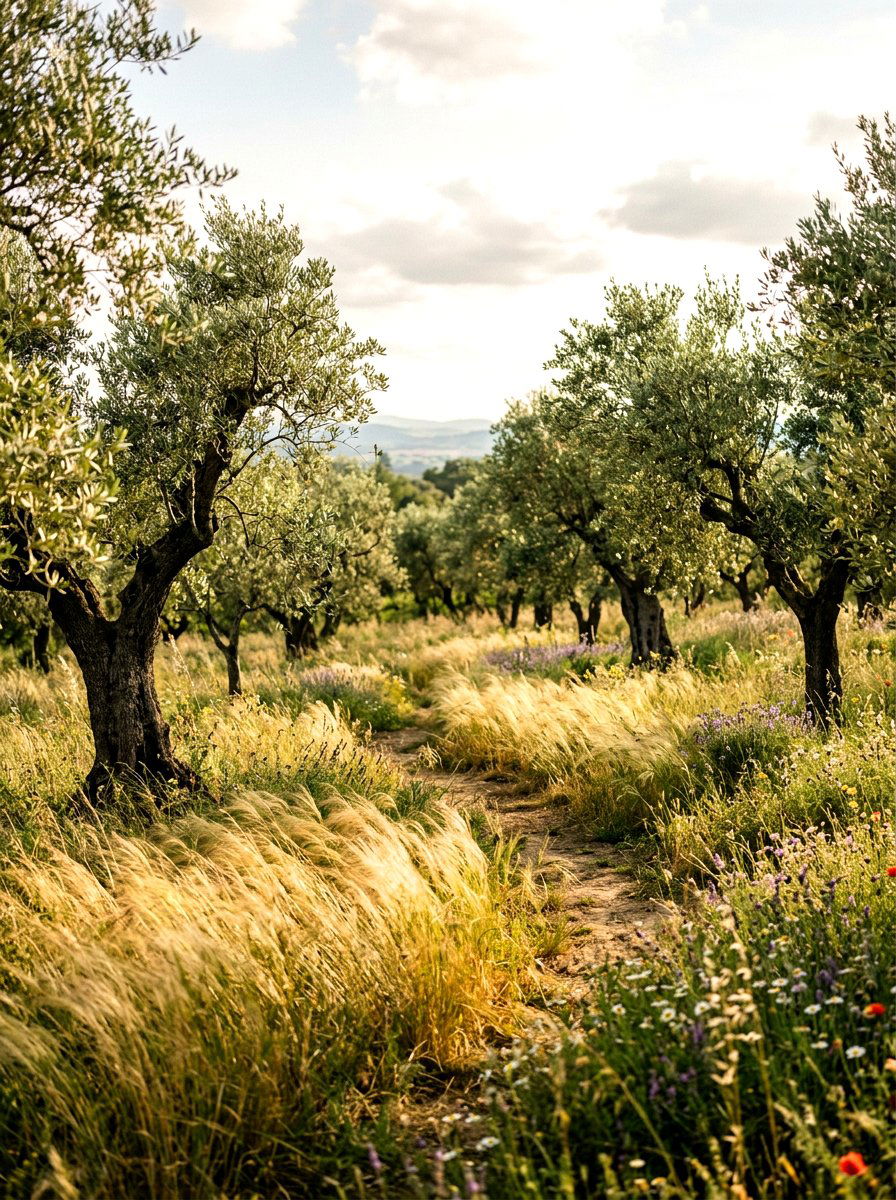 Olive tree and wild grass garden - 30 olive grove backyard ideas