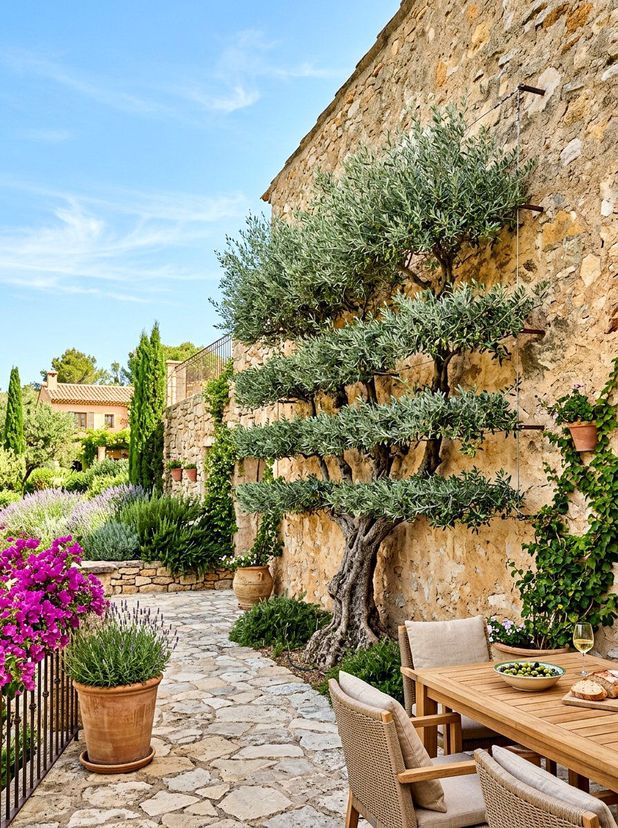 Olive tree espalier - 30 espalier wall garden ideas