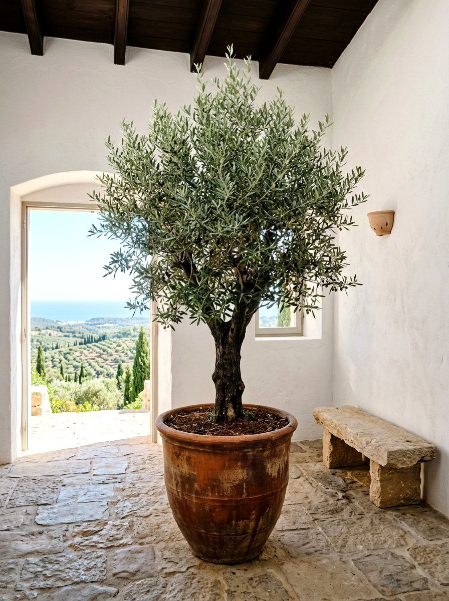 Olive tree focal point - 30 warm minimalist patio ideas