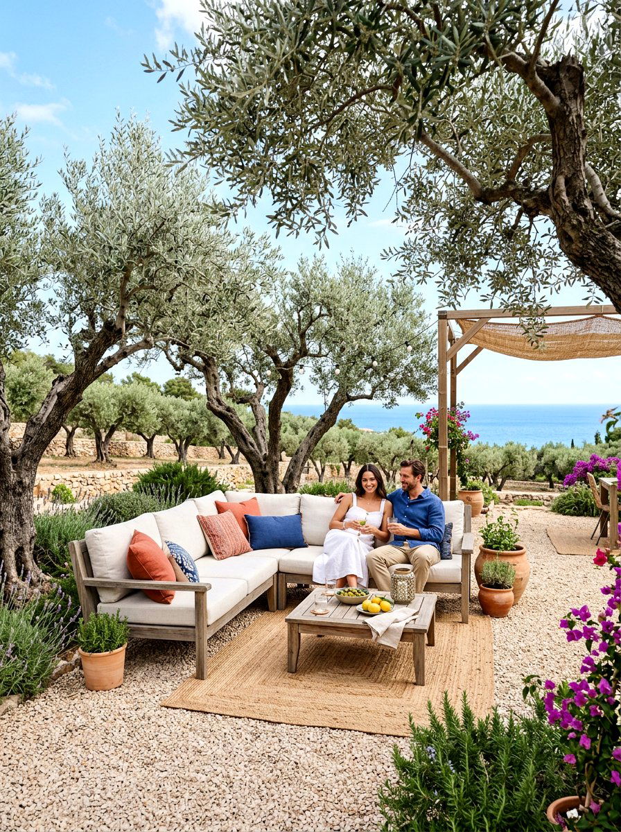 Olive tree garden lounge - 30 California casual patio lounge ideas